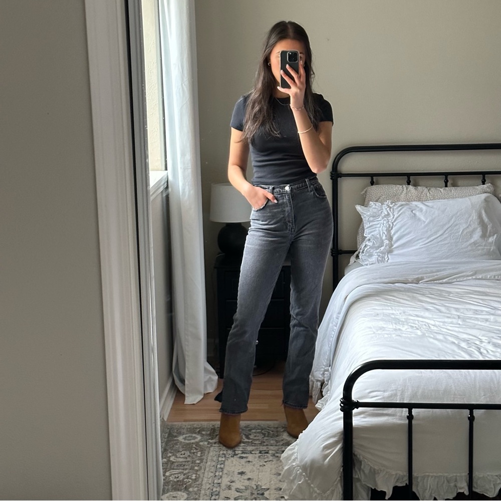 Abercrombie and fitch split hem grey jeans size 25